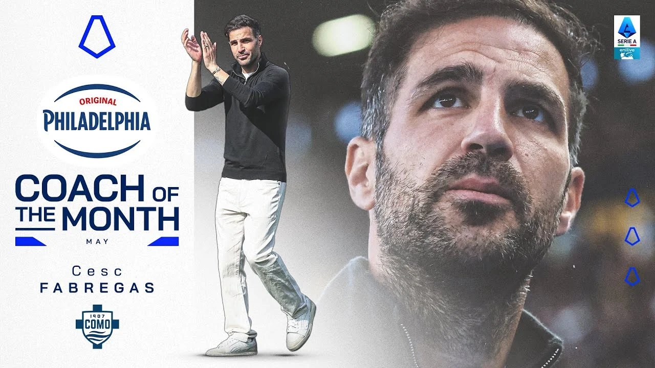 Cesc Fabregas nominato allenatore del mese di maggio in Serie A per la stagione 2024/25