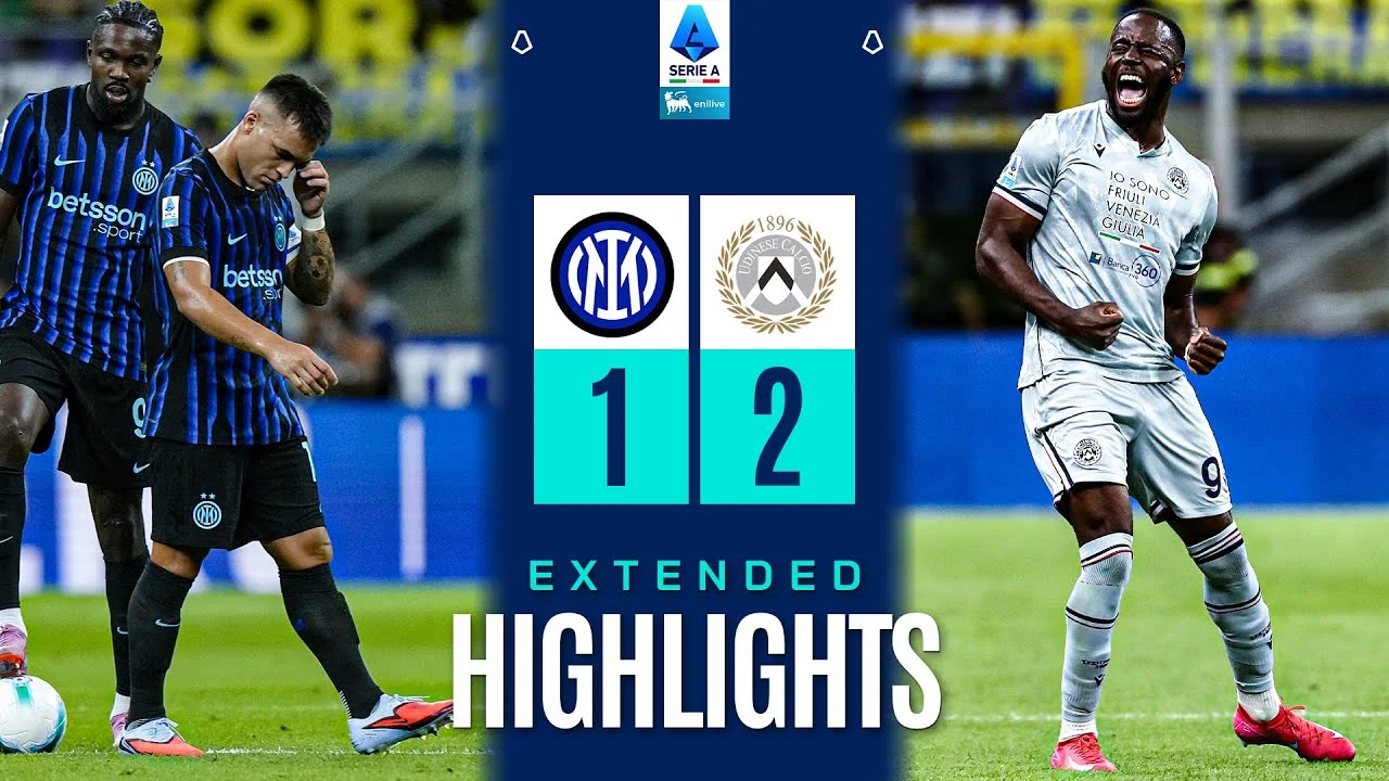 Udinese sorprende l’Inter con una vittoria 2-1 in una sfida avvincente di Serie A